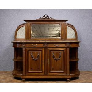 Antique Louis XVI Sideboard / In Solid Walnut And Richly Veined Burr Wood