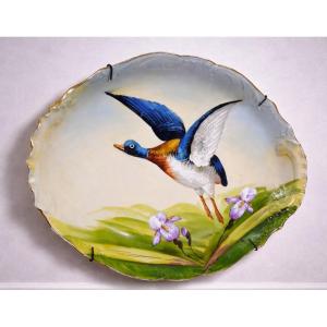 Antique Decorative Porcelain Dish – Duck In Flight Design  