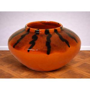 Ceramic Vase Signed Camos – Vallauris. Pretty Glazed Ceramic Vase. 