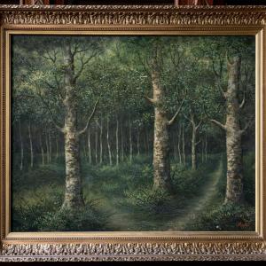 Forest Landscape – Barbizon School, 19th Century – Oil On Canvas