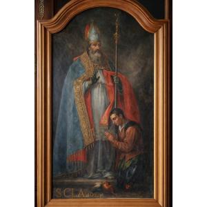 Oil On Canvas Depicting Saint Claude, 17th Century 