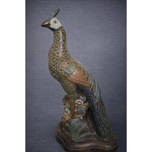 Large Decorative Ceramic Peacock – 20th Century 