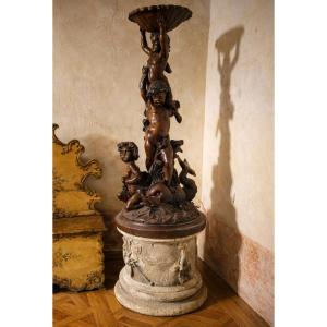 Important Sculpted Fountain In Patinated Terracotta – 18th Century – Provenance: Private Collection