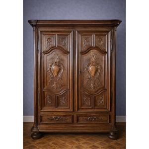 Antique Carved Solid Walnut Wardrobe – Louis XIII Period 