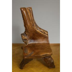Sculptural Armchair In Solid Wood – Unique Piece, Organic Design    