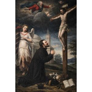 Italian School, Late 16th Century: The Crucifixion With Saint In Prayer 