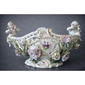 Openwork Porcelain Bowl With Floral Decoration And Cherubs – Rococo Style  