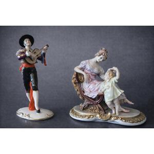 Porcelain Figurine – Gallant Couple & Musician – Romantic Spirit 