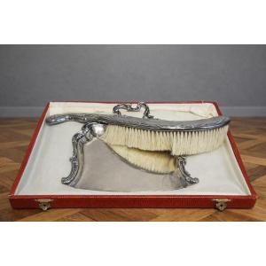 Antique Silver-plated Metal Tableware Set – Dustpan & Brush – Louis XV Style – 