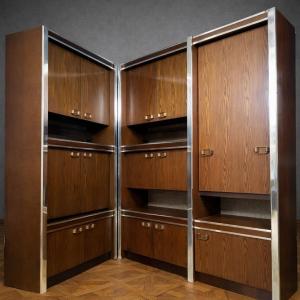 Scandinavian Furniture In Two Modules – Rosewood And Chrome-plated Metal – Sweden “uppenkamp Wohnmöbel”
