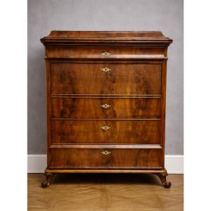 Bieidermeier Period Secretary/scriber In Flame Mahogany – 19th Century 
