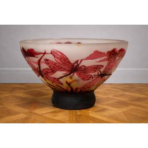 Glass Paste Bowl Decorated With Dragonflies – Art Nouveau Style  