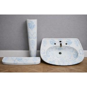 Antique Paris Porcelain Bathroom Set – Blue Decoration – Louis XV-xvi Style 