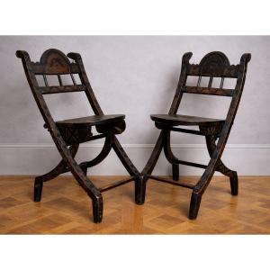 Pair Of Chokwe Empire Lunda Armchairs, 18th Century  