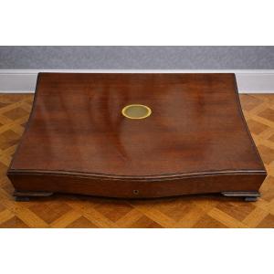 Antique Mahogany Box/casket With Brass Inlay – 19th Century