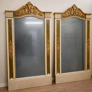 Pair Of Very Large Trumeau Mirrors / Neoclassical Style – 19th Century / Height 234 Cm