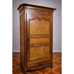 Regional Bonnetière Wardrobe In Walnut And Marquetry – 18th Century