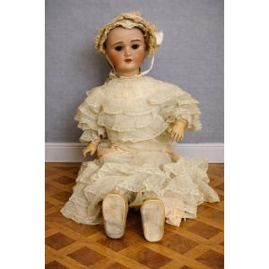 Large Antique French Porcelain Doll / Marked Unis France 301 / 88 Cm Tall