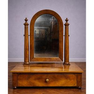 Toilet Mirror / Psyché With Drawer - 19th Century Dressing Table - Mahogany - Empire Period