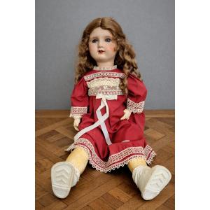Antique Collector's Doll From The Early 20th Century, With Porcelain Head.