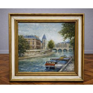 Oil On Panel - Paris Quai Des Grands-augustins - Signed H. Charby - Parisian Scene