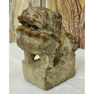 Asian Sculpture Dog Of Fo / Carved Stone / China Late 19th Century