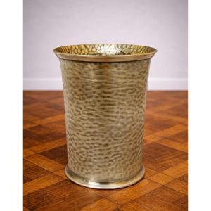 Christian Dior Tumbler In Hammered Metal, Vintage, Signed