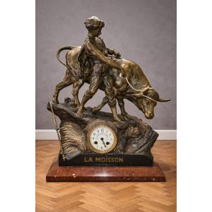 Very Large Patinated Regule Clock - 