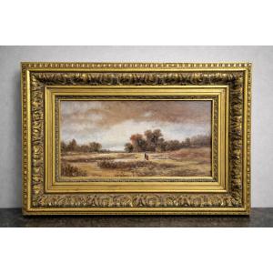 Charles Ledaic - Animated Landscape - Oil On Panel -