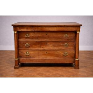 Empire Period Walnut Chest Of Drawers With Detached Columns