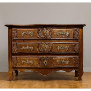 An Important Louis XV Lyonnaise Chest Of Drawers In Solid Walnut