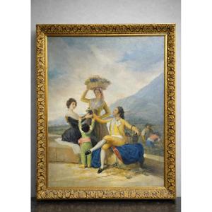 Scène Galante Dans Le Goût Du XVIIIe - Oil On Panel - Italian School