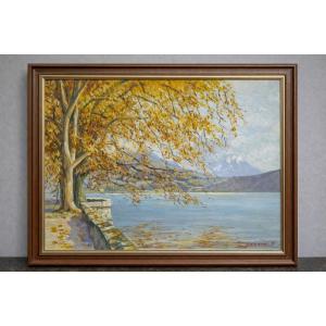 F. Zerboni - Animated Lakescape - Oil On Panel - Mid 20th Century