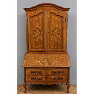 Louis XV Style Cabinet Bookcase In Marquetry