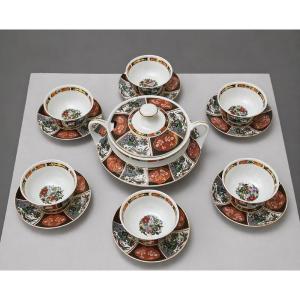 Tea Service Cocema Fez Morocco, Imari Design, 13 Pieces
