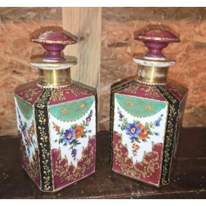 Pair Of Porcelain Flasks With Cut Sides XIXth Century