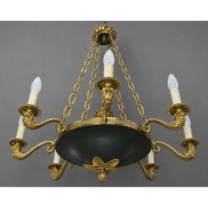 Empire-style Chandelier In Chased And Gilded Bronze