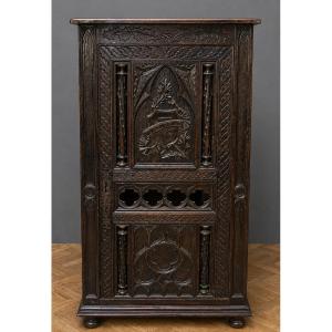 Richly Carved Oak Cabinet Of Gothic Inspiration