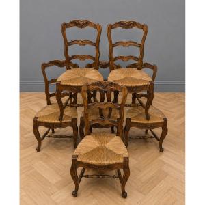 Suite Of Six Provencal Walnut Chairs