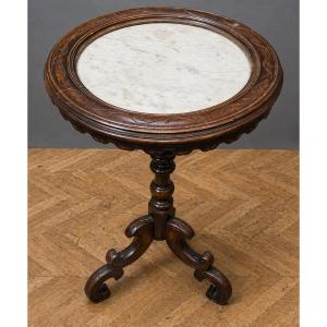 Pedestal Table, Napoleon III Period, On A Tripod Walnut Base