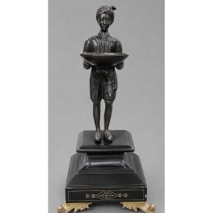 Orientalist Sculpture Of A Nubian In Dark Patina Bronze