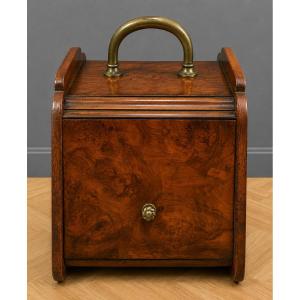 Napoleon III Period English Coal Box In Mahogany And Gilded Bronzes