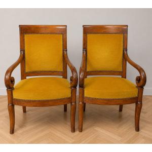 Pair Of Empire-restoration Period Mahogany Armchairs