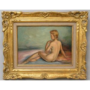 A Boyer: Oil On Panel Depicting A Female Nude Seated From Behind