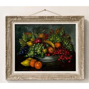 Théodore Castelle: Still Life With Fruit, Oil On Canvas