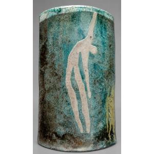 Large Sculptural Vase In Glazed Ceramic