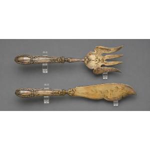 Silver Fish Service With Knife And Serving Fork