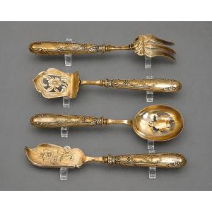 Suite Of Four Silver Service Pieces Presented In Its Elegant Original Case