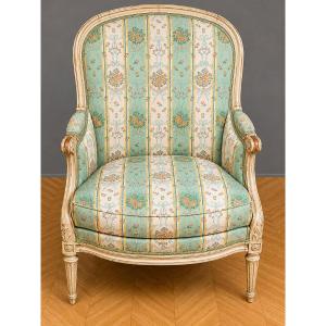 Lacquered Louis XVI Style Bergère - Floral Fabric - Mid 20th Century