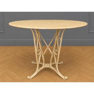 Round Garden Table In Wrought Iron - Art Nouveau Work